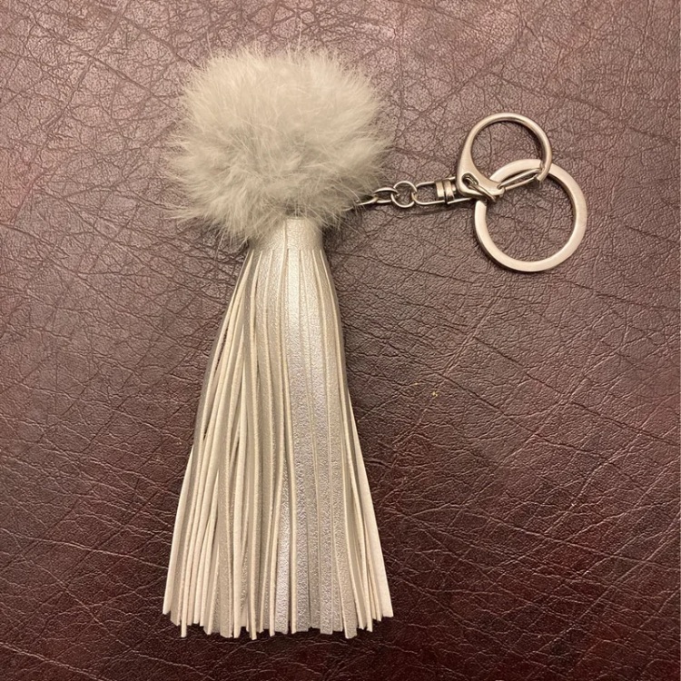 Silver Plush Palm Palm Tassel Keychain
